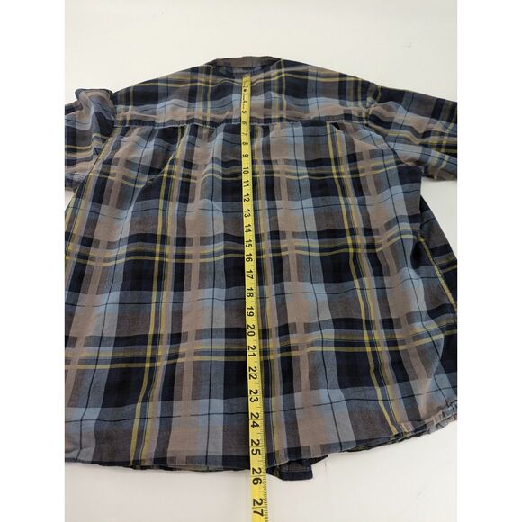 Prana Men's Blue Cotton Flannel Button Up Plaid Long Sleeve Shirt Size Large - Picture 6 of 8